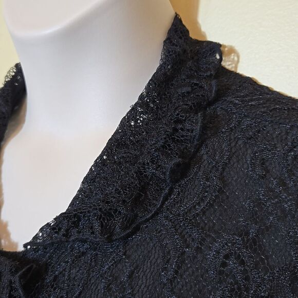 Claudia Richards Regencycore Black Lace Button Front Blouse Goth Whimsigothic - Picture 6 of 15